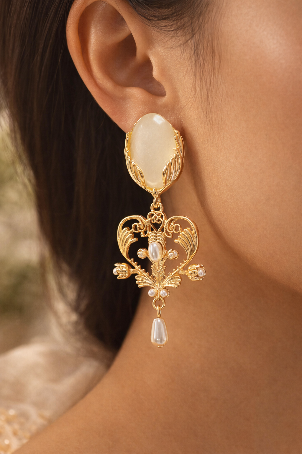 Ivory Garden Pearl Earrings