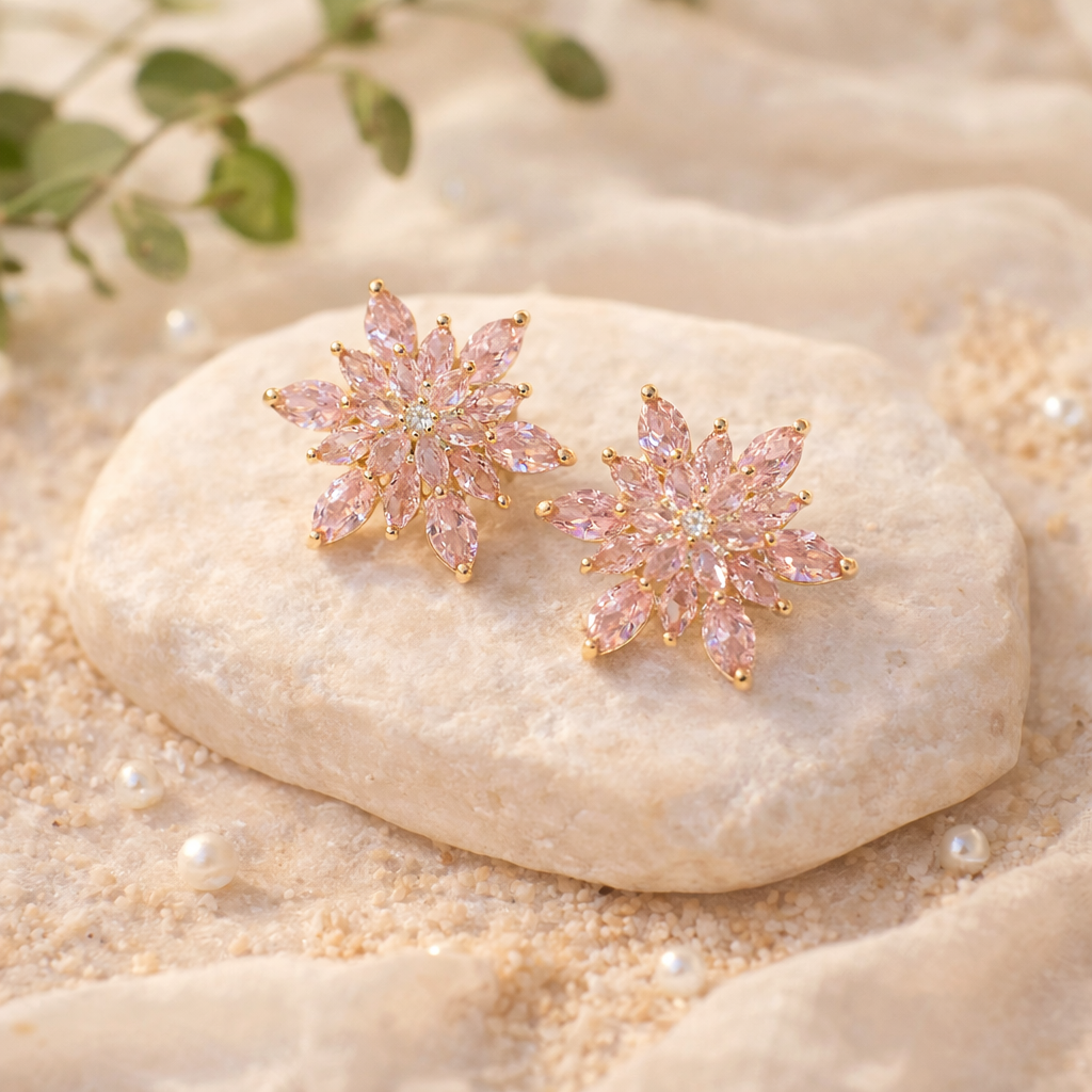 Rosé Star Earrings