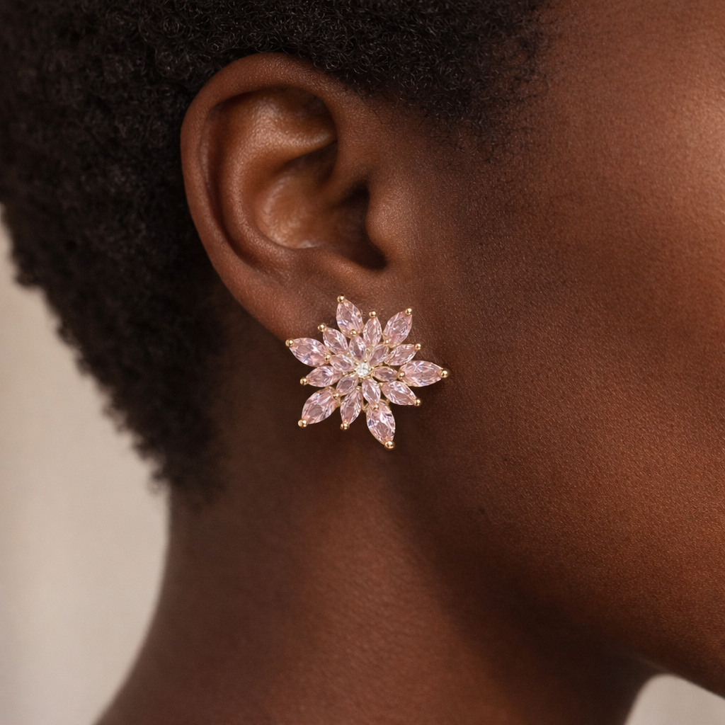 Rosé Star Earrings