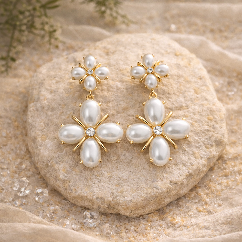 Pearl Petal Blossom Earrings