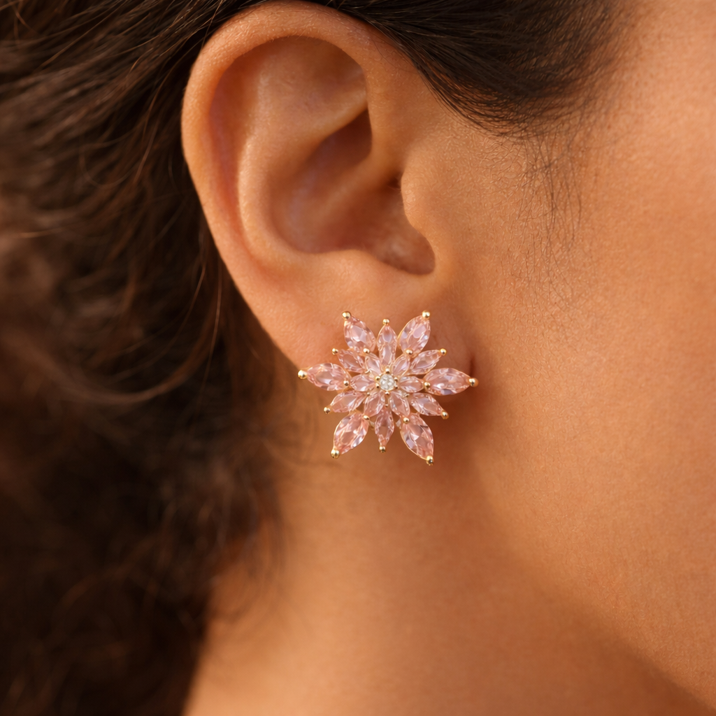Rosé Star Earrings